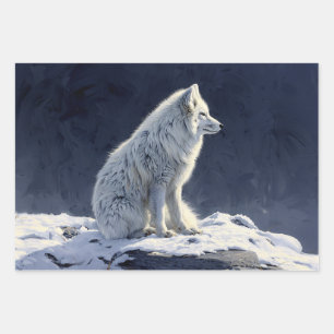 Arctic Fox Painting Decoupage Wrapping Paper Sheets