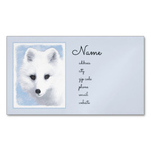 Arctic Fox Painting - Original Wildlife Art Business Card Magnet