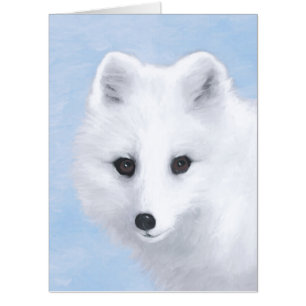 Arctic Fox Painting - Original Wildlife Art Card