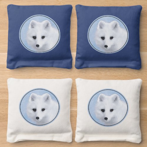 Arctic Fox Painting _ Original Wildlife Art Cornhole Bags