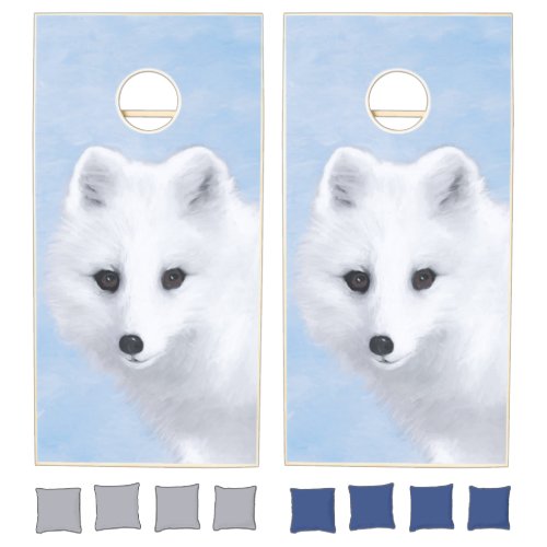 Arctic Fox Painting _ Original Wildlife Art Cornhole Set