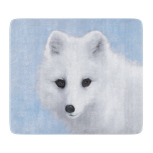 Arctic Fox Painting - Original Wildlife Art Cutting Board