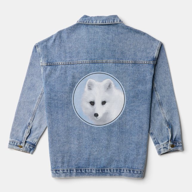 Arctic Fox Painting - Original Wildlife Art Denim Jacket (Back)