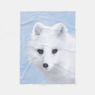 Arctic Fox Painting - Original Wildlife Art Fleece Blanket