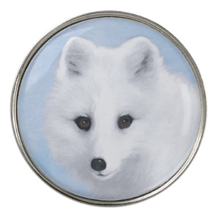 Arctic Fox Painting - Original Wildlife Art Golf Ball Marker