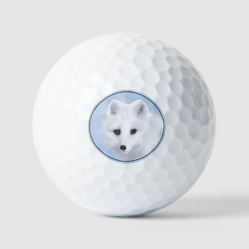 Arctic Fox Painting _ Original Wildlife Art Golf Balls