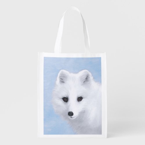 Arctic Fox Painting _ Original Wildlife Art Grocery Bag