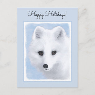 Arctic Fox Painting - Original Wildlife Art Holiday Postcard