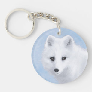 Arctic Fox Painting - Original Wildlife Art Keychain