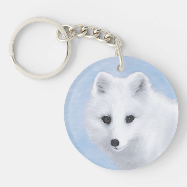 Arctic Fox Painting - Original Wildlife Art Keychain (Front)