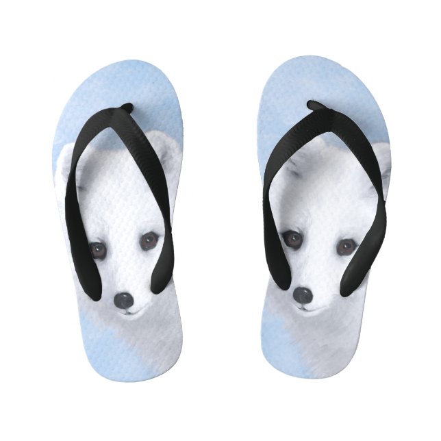 Arctic Fox Painting - Original Wildlife Art Kid's Flip Flops (Footbed)