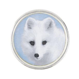 Arctic Fox Painting - Original Wildlife Art Lapel Pin