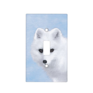 Arctic Fox Painting - Original Wildlife Art Light Switch Cover