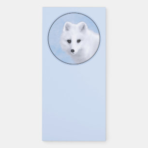 Arctic Fox Painting - Original Wildlife Art Magnetic Notepad