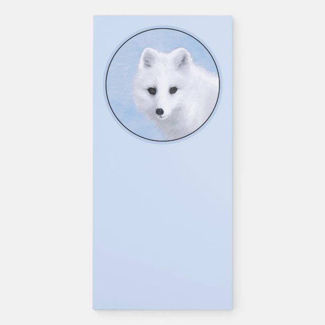 Arctic Fox Painting - Original Wildlife Art Magnetic Notepad (Front)