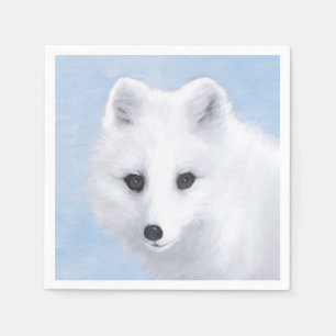 Arctic Fox Painting - Original Wildlife Art Napkins