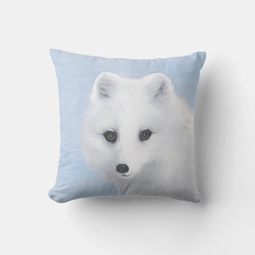 Arctic Fox Painting _ Original Wildlife Art Outdoor Pillow