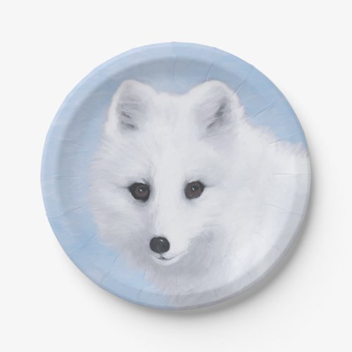 Arctic Fox Painting _ Original Wildlife Art Paper Plates