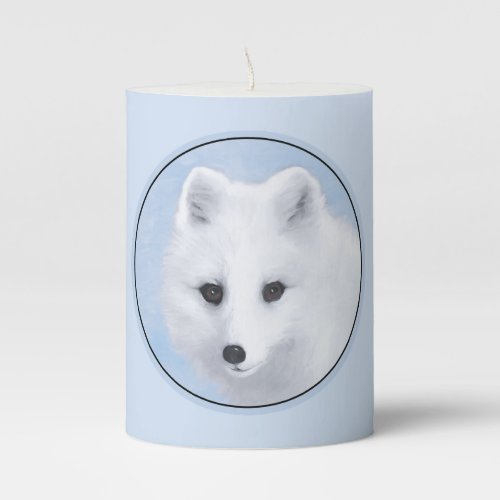 Arctic Fox Painting _ Original Wildlife Art Pillar Candle