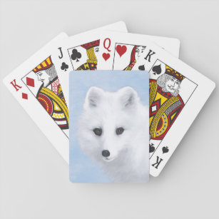 Arctic Fox Painting - Original Wildlife Art Playing Cards