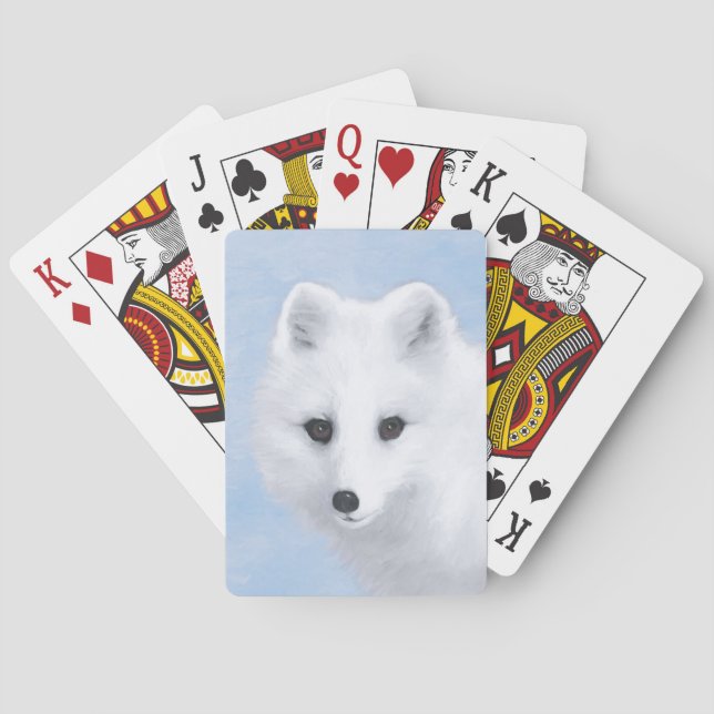 Arctic Fox Painting - Original Wildlife Art Poker Cards (Back)