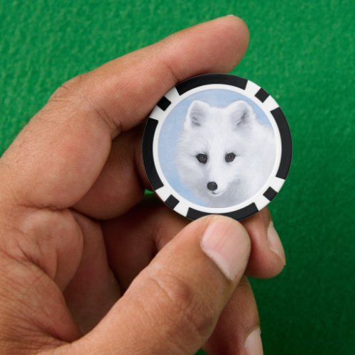 Arctic Fox Painting _ Original Wildlife Art Poker Chips