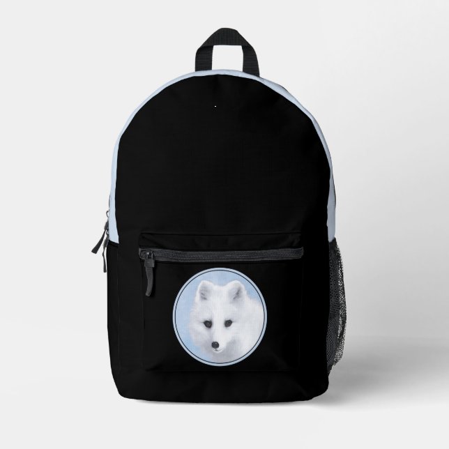 Arctic Fox Painting - Original Wildlife Art Printed Backpack (Front)