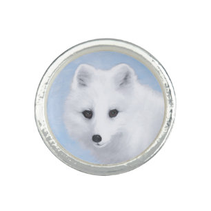 Arctic Fox Painting - Original Wildlife Art Ring