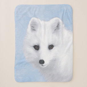 Arctic Fox Painting - Original Wildlife Art Sherpa Blanket