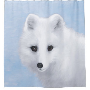 Arctic Fox Painting - Original Wildlife Art Shower Curtain