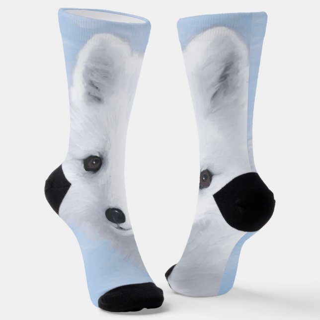 Arctic Fox Painting - Original Wildlife Art Socks (Angled)