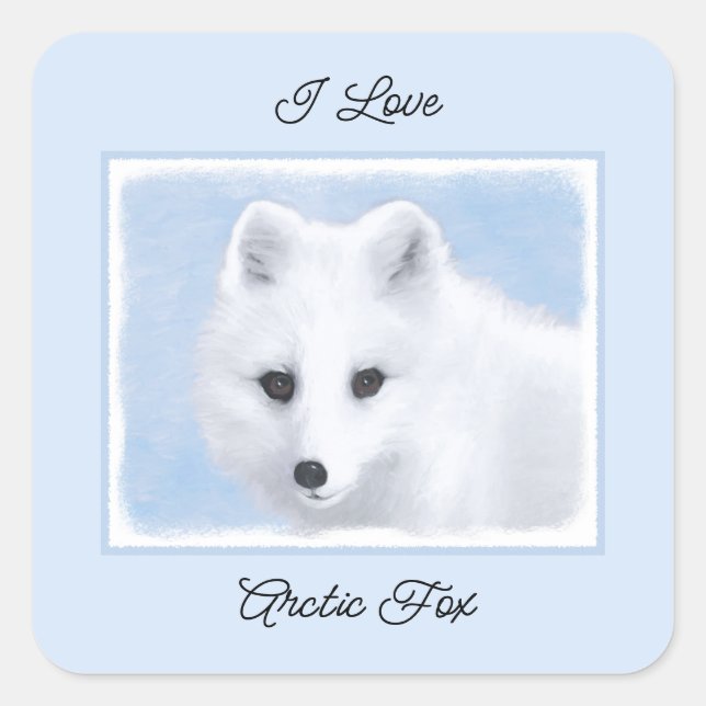 Arctic Fox Painting - Original Wildlife Art Square Sticker (Front)