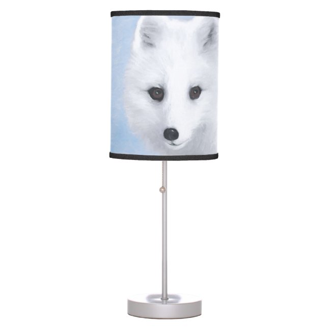Arctic Fox Painting - Original Wildlife Art Table Lamp (Front)