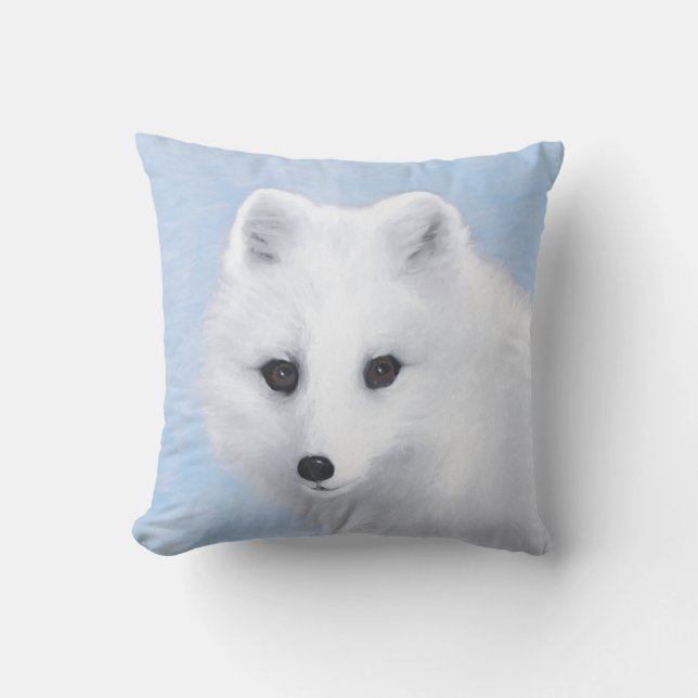 Arctic Fox Painting - Original Wildlife Art Throw Pillow (Front)
