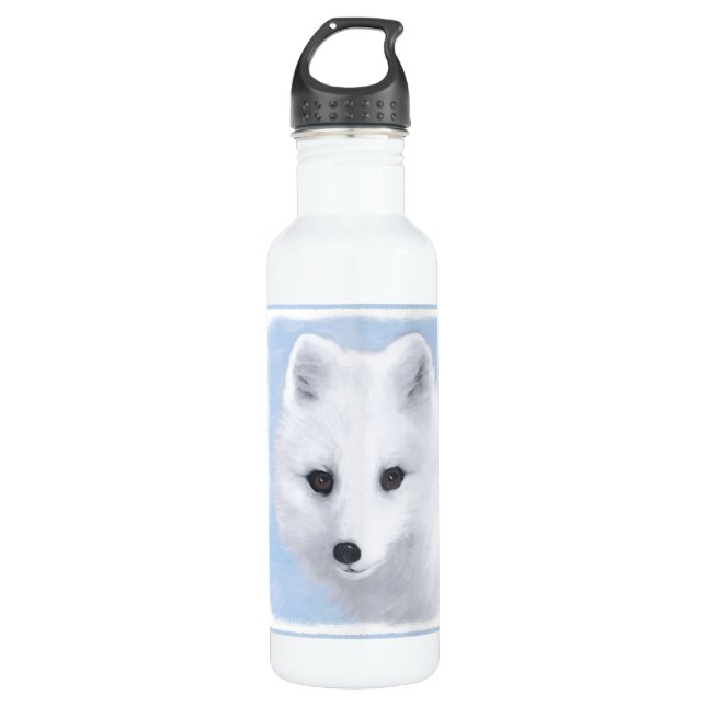 Arctic Fox Painting - Original Wildlife Art Water Bottle (Front)