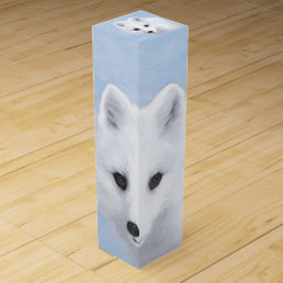 Arctic Fox Painting - Original Wildlife Art Wine Box