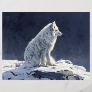 Arctic Fox Painting Scrapbook Paper