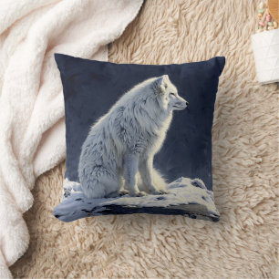 Arctic Fox Painting Throw Pillow