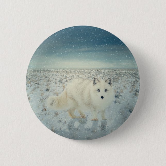 Arctic Fox Pinback Button (Front)