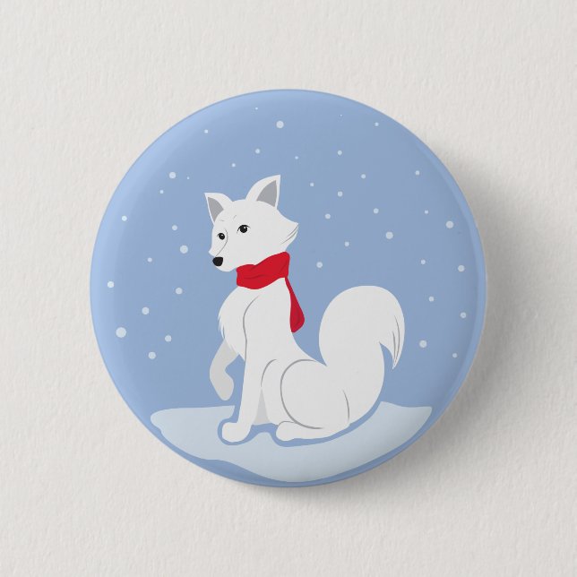 Arctic Fox Pinback Button (Front)