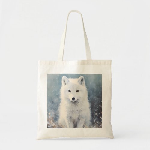 Arctic Fox Pup Winter Portrait Tote Bag