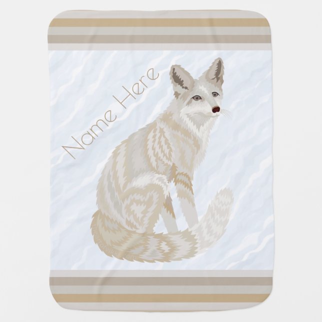 Arctic Fox Retro Chic Infant Newborn Layette Receiving Blanket (Front)