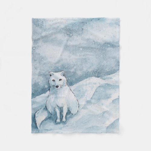 Arctic Fox Small Fleece Blanket