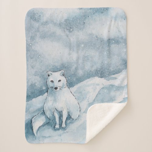 Arctic Fox Small Sherpa Blanket