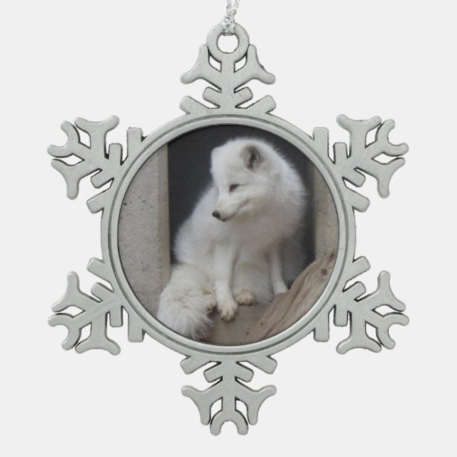 Arctic Fox Snowflake Ornament (Front)