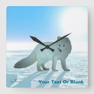 Arctic Fox Square Wall Clock