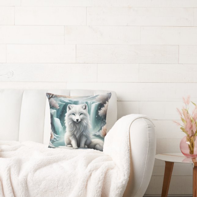 Arctic Fox Throw Pillow (Couch)