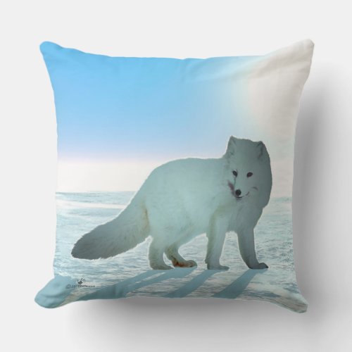 Arctic Fox Throw Pillow