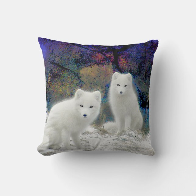 Arctic Fox Throw Pillow (Front)