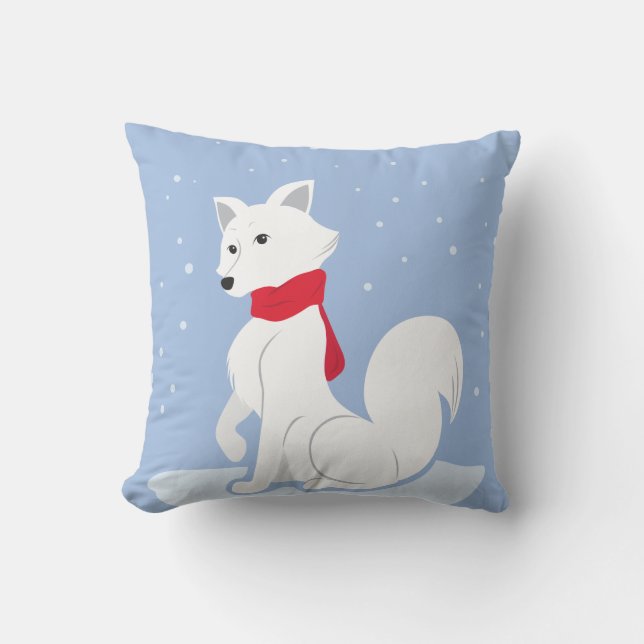 Arctic Fox Throw Pillow (Front)